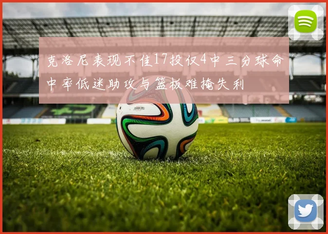 克洛尼表现不佳17投仅4中三分球命中率低迷助攻与篮板难掩失利