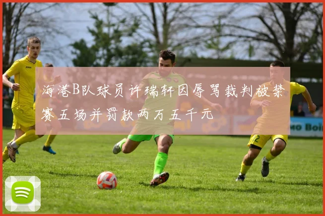 海港B队球员许瑞轩因辱骂裁判被禁赛五场并罚款两万五千元